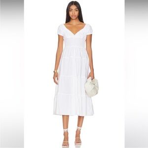 NWT WeWoreWhat Smocked Puff Sleeve Midi Dress XS